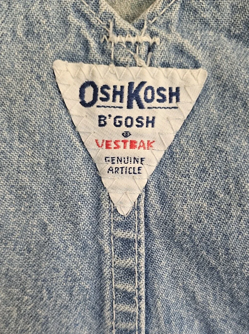 Vintage Baby Denim OshKosh B'Gosh Vestbak 6-9mo 100% Cotton Made In USA